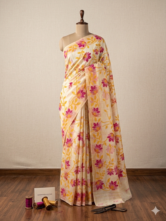 Yellow and Pink Cotton Floral Print