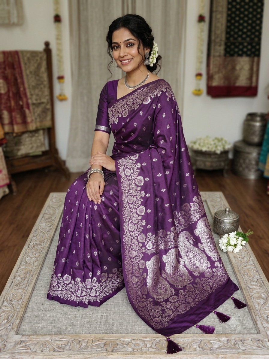 Purple Semi Katan Open Border