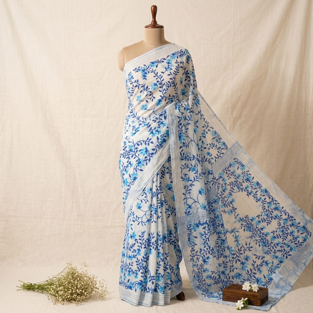 Muslin Cotton Blue Floral print