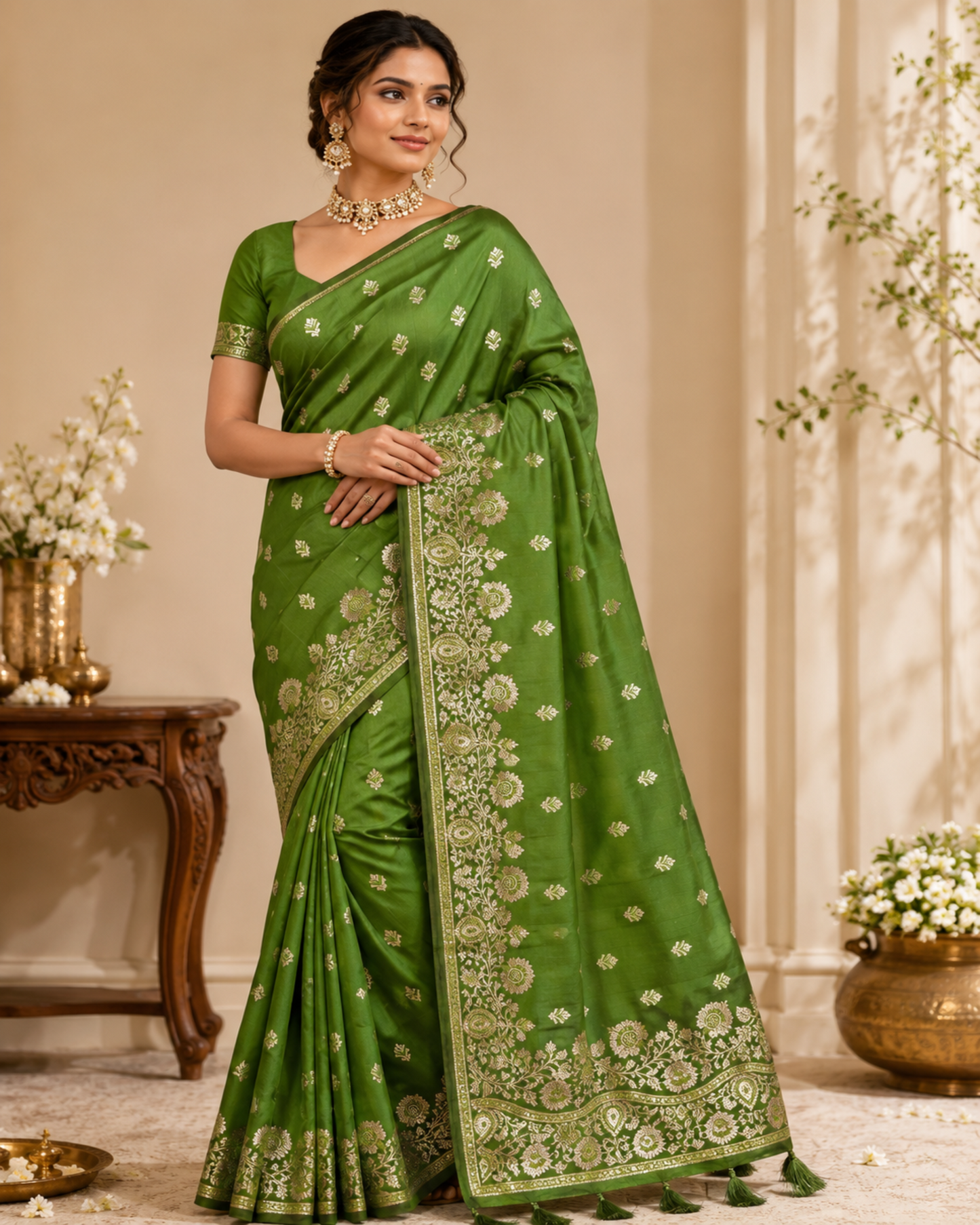Green Semi Katan Open Border