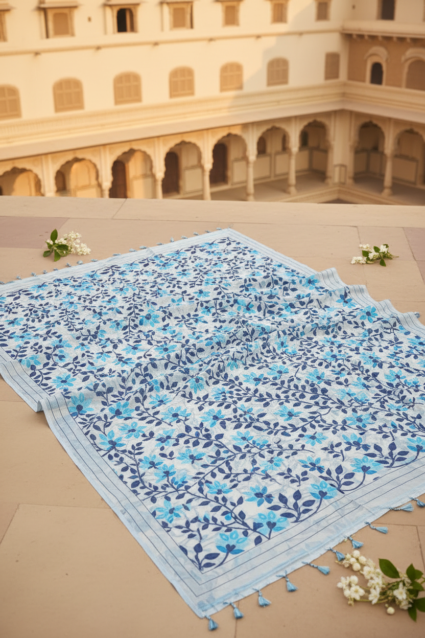 Muslin Cotton Blue Floral print
